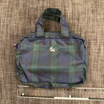 파미리아 한정판 체크 무늬 파우치 네이비