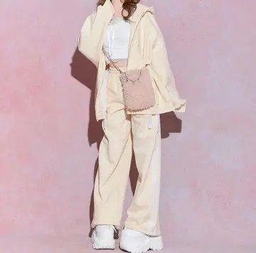 미셸 마카롱 자수 빅 후드티 와이드 팬츠 3종 세트