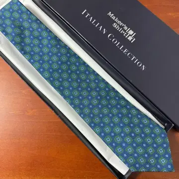 가마쿠라 셔츠 아카이브 코몬 프린트 타이 넥타이 네이비 x 그린