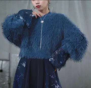 HARE 롱 샤기 니트 풀오버 블루