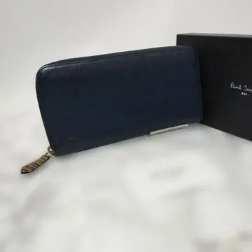 [ 라운드 지퍼 ] Paul Smith 네이비 장지갑