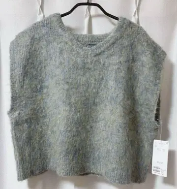 디스코트 멜란지 샤기 숏 베스트 니트 베스트 새상품