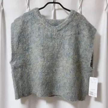 디스코트 멜란지 샤기 숏 베스트 니트 베스트 새상품