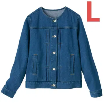 L 사이즈 스트레치 데님 노카라 G 재킷 블루 계열