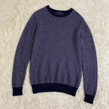 타카시마야 캐시미어 100% 니트 스웨터 LL 퍼플 x 네이비 남성용