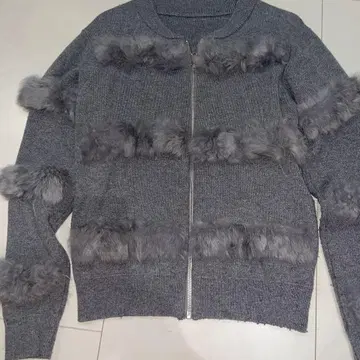 그레이 퍼 집업 니트