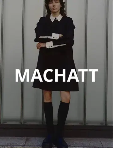 MACHATT 더블 크로스 바이 컬러 드레스 (블랙)