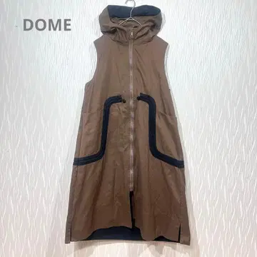 DOME 후드 부착 롱 베스트 집업 원피스