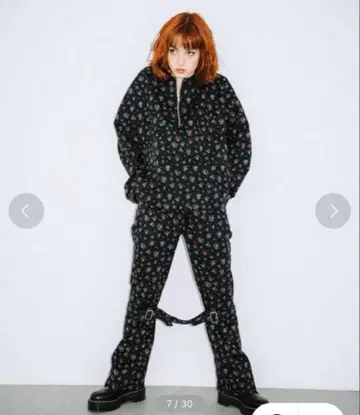 xgirl 꽃무늬 블랙 팬츠 세트