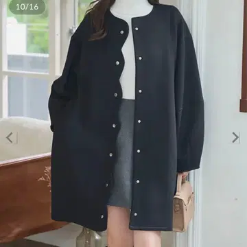 고베 레터스 다이버 소재 스캘럽 코트 블랙 K1407