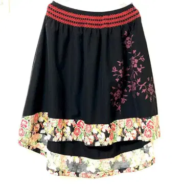 GOUK 일본풍 패턴 스커트 무릎 아래 밑단 패턴 어레인지