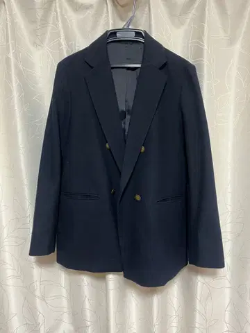 유니클로 네이비 더블 브레스트 테일러드 자켓 골드 버튼 L 사이즈