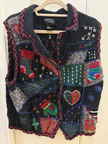 vintage 크리스마스 니트 베스트
