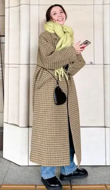 배송비 포함! ungrid 루즈 실루엣 체스터 코트 롱 체크