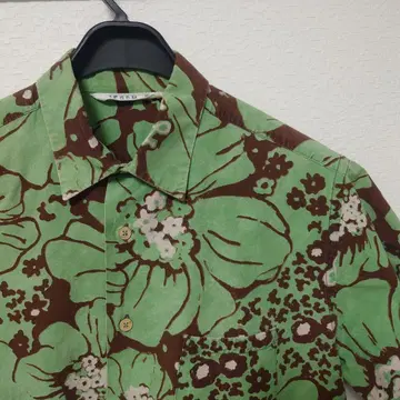 45RPM 알로하 셔츠 반팔 셔츠 브라운 그린 사이즈 2
