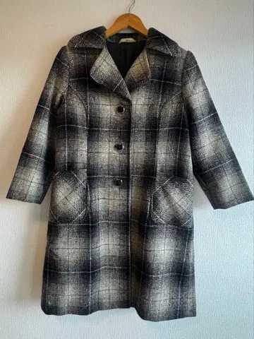 타카시마야 타바치남 체크 무늬 롱 코트 M