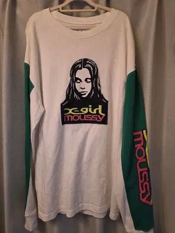 x-girl mouussy 긴팔 T셔츠 화이트/그린