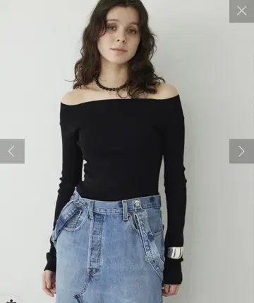 2025 이번 시즌 새상품급 더 포즈 오프숄더 니트 풀오버 윔 가젯 블랙