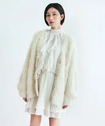 코코딜 [ 오카자키 사에 콜라보 ] 롱 샤기 가디건