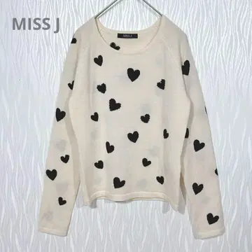 MISS J (미스 제이) 하트 무늬 니트 스웨터 40 사이즈 울 혼방