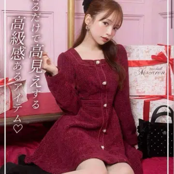 미셸 마카롱 트위드 미니 원피스 빨간색