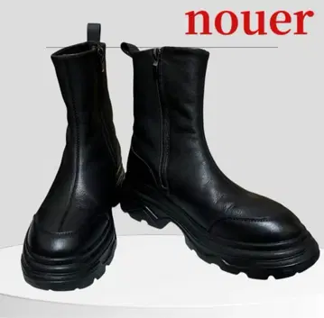 누에르 nouer 러버 지퍼 숏부츠 통굽 37 블랙