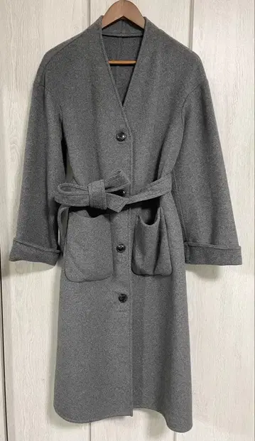 새상품급 PLST 롱 코트 벨트 포함 그레이
