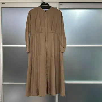 Ray beams 브라운 플리츠 디자인 롱 드레스