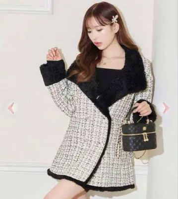 cherimi 셰리미 트위드 보아 코트