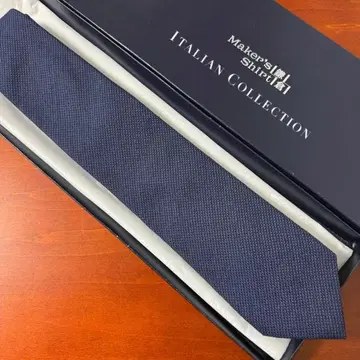 가마쿠라 셔츠 자카드 직조 솔리드 타이 넥타이 네이비 울 혼방