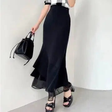 RESEXXY 시어 도킹 머메이드 스커트 블랙 프리 사이즈