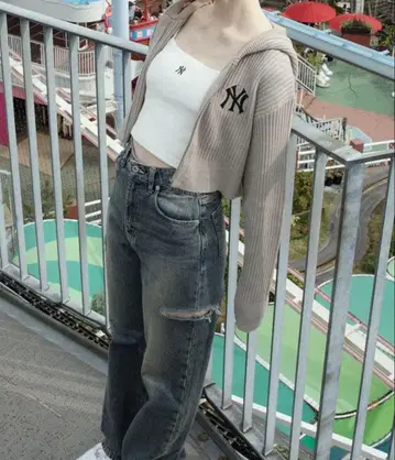 spiral girl [ MLB ] 엘보우 패치 니트 로고 후드티