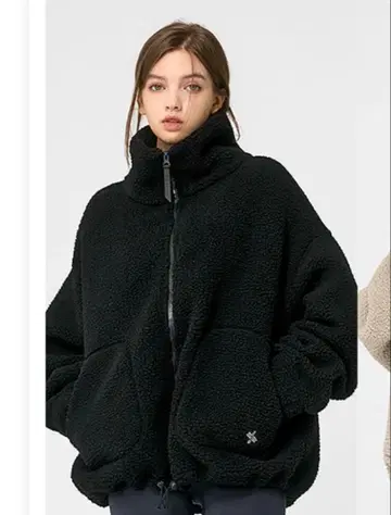 xexymix 플리스 하이넥 자켓 아우터 블랙