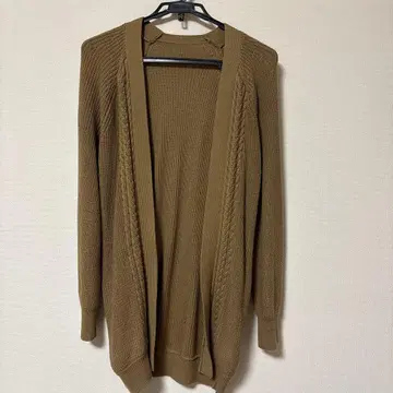 ROPE 카키 케이블 짜임 긴팔 가디건