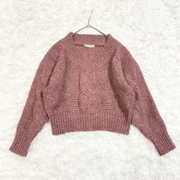 마제스틱 레곤 니트 V넥 케이블 짜임 M 더스티 컬러 두꺼운 원단