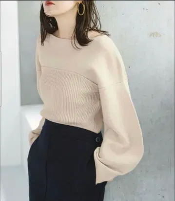 noble 노블 커브 슬리브 뷔스티에 니트