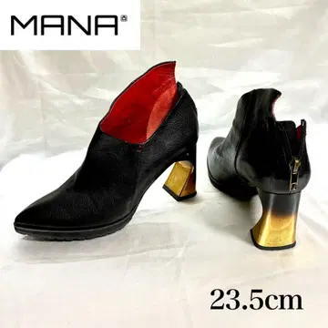 새상품급 MANA 마나 숏부츠 부티 변형 힐 가죽 블랙