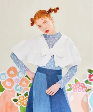 POPPY 빅 리본 볼레로 아사기니뇨