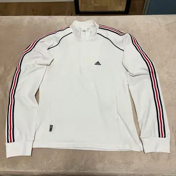 adidas 여성용 하프 지퍼 라인 탑 화이트