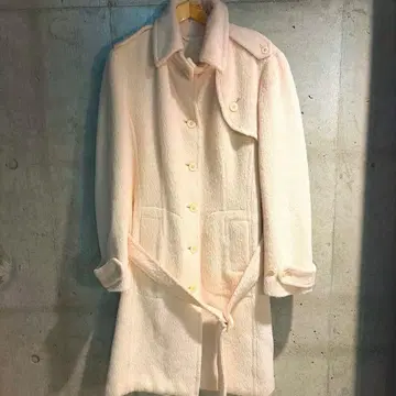 이타리야 크림색 알파카 혼방 롱 코트