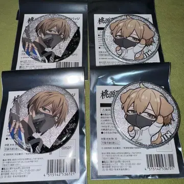 도겐안키 로손 콜라보 글리터 캔뱃지 코우고자키 진 4개 세트