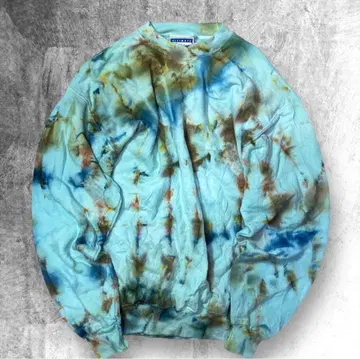 00s Hanes 후염 올 패턴 맨투맨 타이다이 패턴 헤비 온스 아트