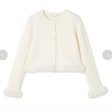 셀포드 실크 캐시미어 혼방 퍼 트리밍 가디건 아이보리 화이트