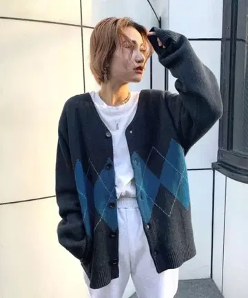 [ KOOKY'N/쿠키 ] S/S 아가일 가디건 남성용 여성용