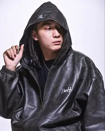 dall LOGO VINTAGE HOODED LEATHER JACKET