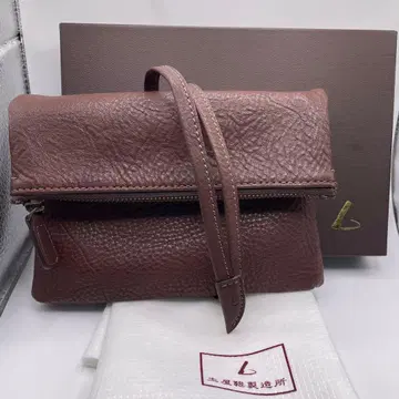 츠치야 가방 오일 누메 루프 플랫 파우치 가죽 짙은 갈색