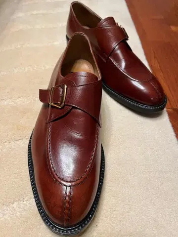 미사용 새상품! 브라운 가죽 버클 부착 비즈니스 슈즈 가죽 신발 27cm