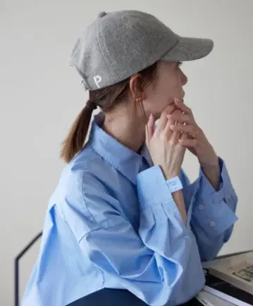 SLOBE 라이트 그레이 울 야구 모자 로고 포함