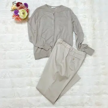 인덱스 베이지 가디건과 팬츠 셋업 M L