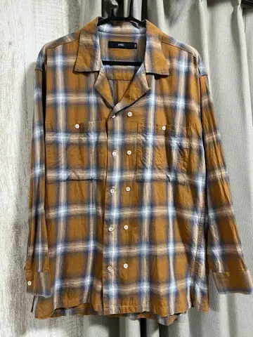 VAPORIZE 체크 무늬 오픈 카라 셔츠